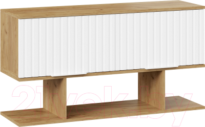 Шкаф навесной ТриЯ Хилтон с полкой 1100 (дуб крафт золотой/белый матовый) - фото