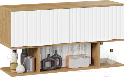 Шкаф навесной ТриЯ Хилтон с полкой 1100 (дуб крафт золотой/белый матовый)