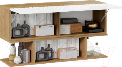 Шкаф навесной ТриЯ Хилтон с полкой 1100 (дуб крафт золотой/белый матовый)