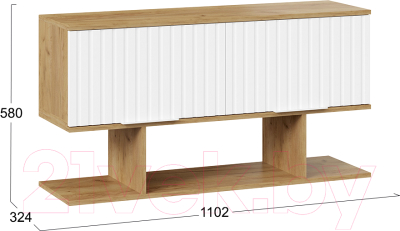 Шкаф навесной ТриЯ Хилтон с полкой 1100 (дуб крафт золотой/белый матовый)