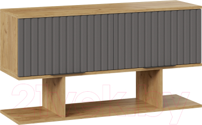 Шкаф навесной ТриЯ Хилтон с полкой 1100 (дуб крафт золотой/графит матовый) - фото