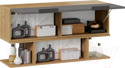 Шкаф навесной ТриЯ Хилтон с полкой 1100 (дуб крафт золотой/графит матовый)