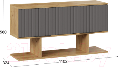 Шкаф навесной ТриЯ Хилтон с полкой 1100 (дуб крафт золотой/графит матовый)