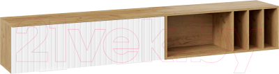 Шкаф навесной ТриЯ Хилтон с полкой 2040 (дуб крафт золотой/белый матовый) - фото