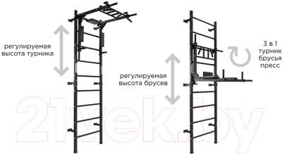 Шведская стенка Flexter Profi / ШСТБF0.12-FLX P (белый/черный)