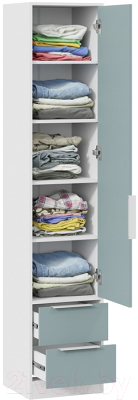 Шкаф-пенал ТриЯ Марли для белья (белый/серо-голубой)