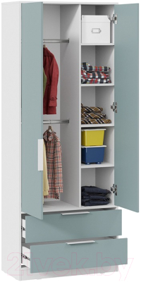 Шкаф ТриЯ Марли для одежды (белый/серо-голубой)
