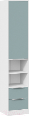 Шкаф-пенал ТриЯ Марли комбинированный (белый/серо-голубой) - фото