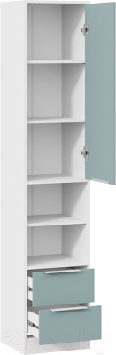 Шкаф-пенал ТриЯ Марли комбинированный (белый/серо-голубой)