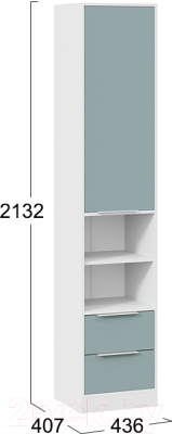 Шкаф-пенал ТриЯ Марли комбинированный (белый/серо-голубой)