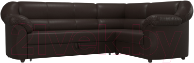 Диван угловой Лига Диванов Карнелла правый / 60290 (экокожа коричневый) - фото