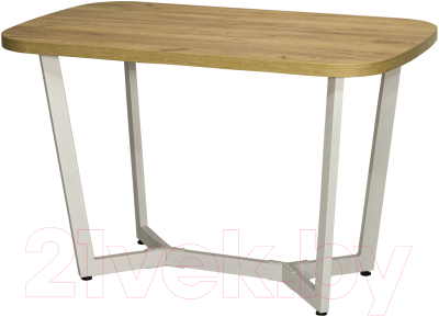 Обеденный стол Millwood Лофт Мюнхен Л 200x100x75 (дуб золотой Craft/металл белый) - фото