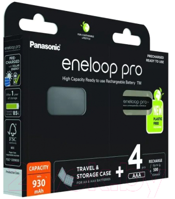 Комплект аккумуляторов Panasonic Eneloop Pro AAA 930 4BP