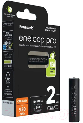 Комплект аккумуляторов Panasonic Eneloop Pro AAA 930 2BP