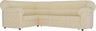 Диван угловой Лига Диванов Карнелла левый / 60285 (экокожа бежевый) - фото