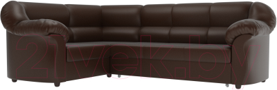 Диван угловой Лига Диванов Карнелла левый / 60290 (экокожа коричневый) - фото