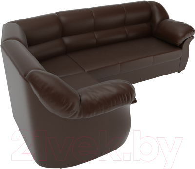 Диван угловой Лига Диванов Карнелла левый / 60290 (экокожа коричневый)