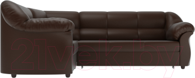 Диван угловой Лига Диванов Карнелла левый / 60290 (экокожа коричневый)