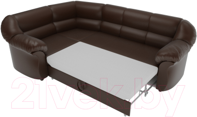 Диван угловой Лига Диванов Карнелла левый / 60290 (экокожа коричневый)