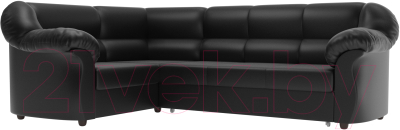 Диван угловой Лига Диванов Карнелла левый / 60289 (экокожа черный) - фото