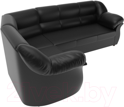 Диван угловой Лига Диванов Карнелла левый / 60289 (экокожа черный)