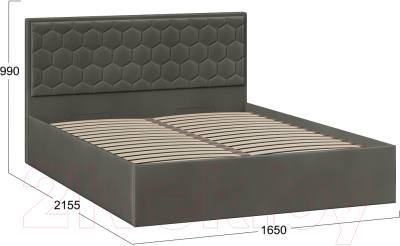 Двуспальная кровать ТриЯ Порто универсальная с ПМ и заглушиной 160x200