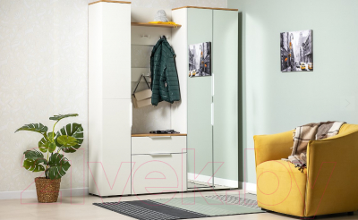 Шкаф-пенал Mobi Октава 13.228 (белый PE шагрень/дуб золотой Craft/белый шагрень 4101 ПВХ)