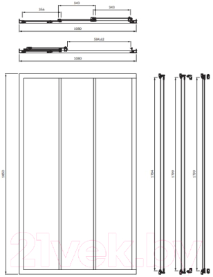 Душевая дверь Omnires Bronx S20A3 110