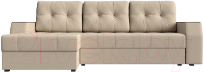 Диван угловой Лига Диванов Эмир БС левый (экокожа бежевый)
