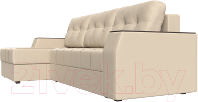 Диван угловой Лига Диванов Эмир БС левый (экокожа бежевый)