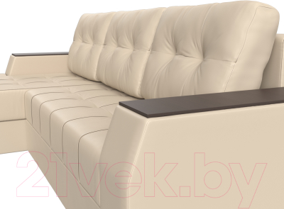 Диван угловой Лига Диванов Эмир БС левый (экокожа бежевый)