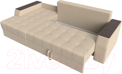 Диван угловой Лига Диванов Эмир БС левый (экокожа бежевый)