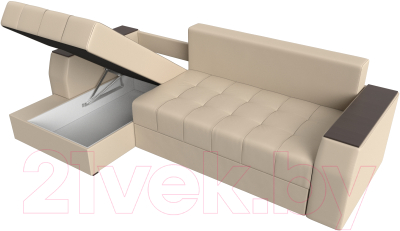 Диван угловой Лига Диванов Эмир БС левый (экокожа бежевый)