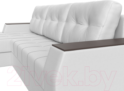 Диван угловой Лига Диванов Эмир БС левый (экокожа белый)