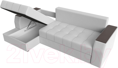Диван угловой Лига Диванов Эмир БС левый (экокожа белый)