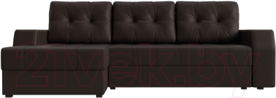 Диван угловой Лига Диванов Эмир БС левый (экокожа коричневый)