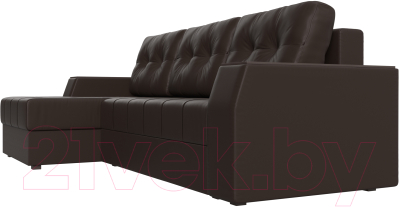 Диван угловой Лига Диванов Эмир БС левый (экокожа коричневый)
