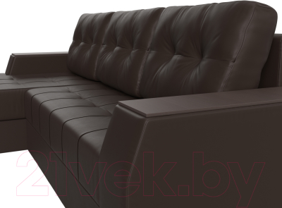 Диван угловой Лига Диванов Эмир БС левый (экокожа коричневый)