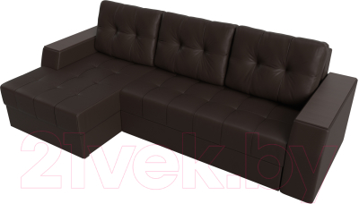 Диван угловой Лига Диванов Эмир БС левый (экокожа коричневый)