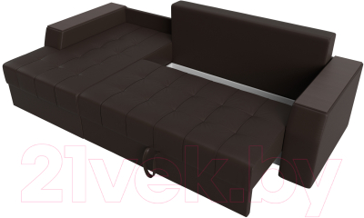 Диван угловой Лига Диванов Эмир БС левый (экокожа коричневый)