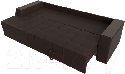 Диван угловой Лига Диванов Эмир БС левый (экокожа коричневый)