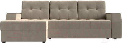 Диван угловой Лига Диванов Эмир БС левый (микровельвет бежевый)