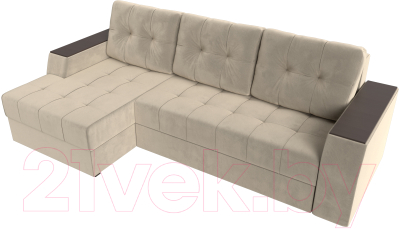 Диван угловой Лига Диванов Эмир БС левый (микровельвет бежевый)