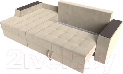 Диван угловой Лига Диванов Эмир БС левый (микровельвет бежевый)