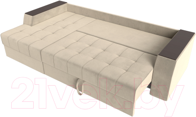 Диван угловой Лига Диванов Эмир БС левый (микровельвет бежевый)