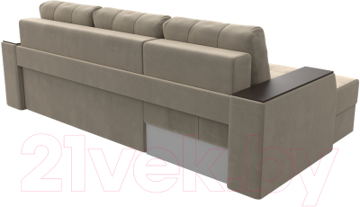 Диван угловой Лига Диванов Эмир БС левый (микровельвет бежевый)