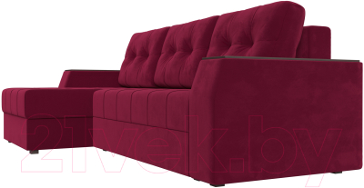 Диван угловой Лига Диванов Эмир БС левый (микровельвет бордовый)