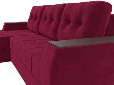 Диван угловой Лига Диванов Эмир БС левый (микровельвет бордовый)