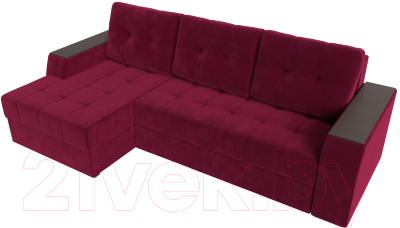 Диван угловой Лига Диванов Эмир БС левый (микровельвет бордовый)