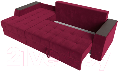 Диван угловой Лига Диванов Эмир БС левый (микровельвет бордовый)